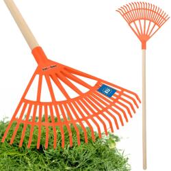 Kotarbau Greblă de grădină plastică fantezistă pentru frunze iarbă cu mâner 44 cm - Culoare portocalie (ZSY3072) Grebla