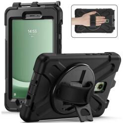 Gigapack Defender műanyag telefonvédő (ütésállóság, kitámasztó, 360° + kézpánt) FEKETE Samsung Galaxy Tab Active 5 LTE (SM-X306B), Galaxy Tab Active 5 WIFI (SM-X300) (GP-158343)