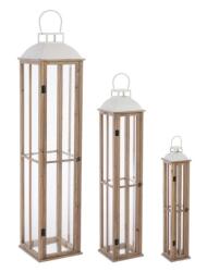 Bizzotto Set 3 felinare natur alb Shayra 15.5x15.5x77 cm; 22x22x104 cm; 30x30x134 cm (0141500)