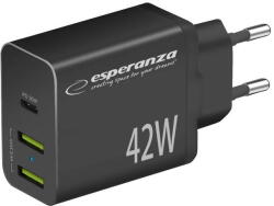 Esperanza Incarcator de retea EZC106K QUICK POWER CHARGER 42W USB-C/ 2x USB-A Negru (EZC106K)