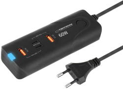 Esperanza Incarcator de retea EZC109 QUICK POWER CHARGER 60W 2x USB-C PD, 2x USB-A QC Negru (EZC109)