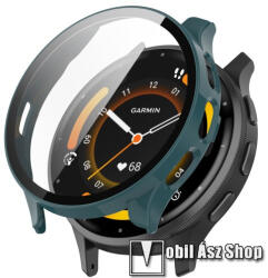  Okosóra műanyag védő tok / keret - ZÖLD - 9H edzett üveg előlap védő is! - Garmin Venu 3S 41mm