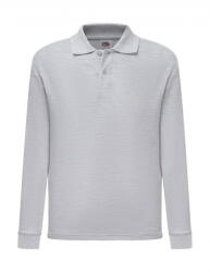 Fruit of the Loom Gyerek hosszú ujjú galléros póló Fruit of the Loom Kids' 65/35 Long Sleeve Polo 116 (5-6), Heather szürke