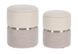 Bizzotto Set 2 tabureti textil alb gri Radinka 31.5x38 cm, 36x44 cm (0721632)