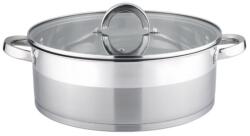 BOHMANN Cratita joasa din inox, 24 x 10cm, 4 litri, compatibila cu plita cu inductie, cu capac din sticla, Bohmann (BH 1024)