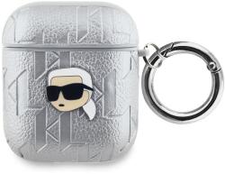 Karl Lagerfeld PU Embossed Karl Head Pouzdro pro AirPods 1/2 Silver