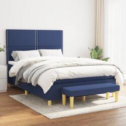 vidaXL Pat box spring cu saltea, albastru, 140x200 cm, textil (3137075) - comfy