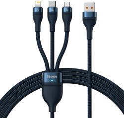 Baseus Flash sorozat Ⅱ 3in1 kábel gyors töltéssel USB-A USB-C / Micro-USB / Lightning 66W 480Mb/s 1.2m kék