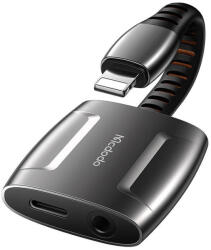 Mcdodo Lightning Lightning + AUX 3, 5 mm-es mini jack adapter, Mcdodo CA-6340 (fekete) (CA-6340) - mione