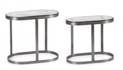 Bizzotto Set 2 masute otel argintiu sticla Zayla 45x25x40 cm, 50x34x50 cm (0746985)