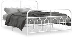 vidaXL fehér fém ágykeret fej- és lábtámlával 140 x 190 cm (377184) - balena