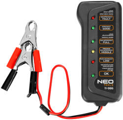 NEO TOOLS Akkumulátor teszter, digitális, akku állapot, generátor töltés ellenőrzése 12V (11-986) - szerszamparadicsom