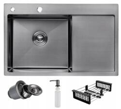 Erga HD, 1 kamrás acél mosogató 780x490x210 mm, bal, grafit, ERG-MLS-HD7849LB (ERG-MLS-HD7849LB)