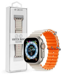 DEVIA ST381621 Apple Watch 38/40/41mm fehér/narancs szilikon sport szíj (ST381621) - haztartasibolt