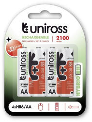 Uniross 1, 2V 2100mAh Ni-MH HYBRIO 4db/csomag AA akkumulátor (UH4AA2100) - haztartasibolt