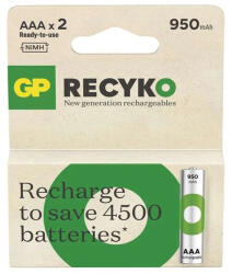 GP Batteries GP ReCyko NiMH Akkumulátor HR03 (AAA) 950mAh 2db (B25112) - haztartasibolt