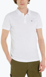 Tommy Jeans Tricou polo barbati cu logo si croiala Slim Fit, DM0DM18312, Alb (FI-DM0DM18312_BIYBR_S)