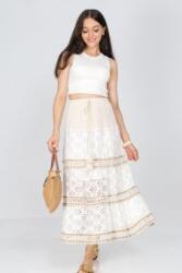 RohBoutique Fusta maxi cu dantela si tricot, crem, ROH FR541