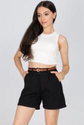 ROH Pantaloni scurti casual din bumbac, negru cu curea, ROH TR510