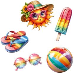  Nyomtatott dekorkarton - Nyári csomag színes 5db/csomag - kosarbolt