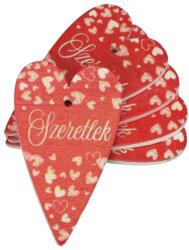  Nyomtatott fa tábla -Szeretlek szív 6cm piros 5db - kosarbolt