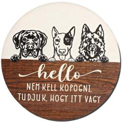  Nyomtatott fa tábla koszorú közép - Hello nem kell kopogni 14, 8cm