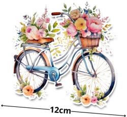  Nyomtatott dekorkarton - Bicikli virággal kék - kosarbolt