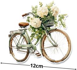  Nyomtatott dekorkarton - Bicikli virággal fehér - kosarbolt