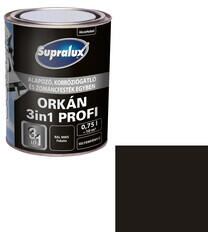 Supralux Orkán 3in1 Profi zománcfesték fémre, selyemfényű RAL 9005 fekete 0, 75 l (5615635)