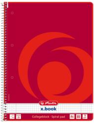Herlitz Caiet A4 cu spira Herlitz, 80 file, 80 g/mp, Matematica, Motiv college, Rosu (0306456)