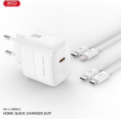 XO L136 PD 20W gyorstöltő (Fehér) - USB-C csatlakozó, Lightning kábellel