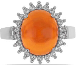  Ezüst Gyűrű - Narancssárga Opál és Fehér Topáz - 2.86 Karát