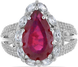  Ezüst Gyűrű - Madagaszkári Rubin (7.21 ct) és Fehér Topáz