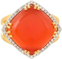  Karneol és Topáz Gyűrű - Aranyozott Ezüst