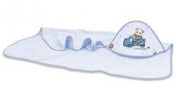  Baby Shop kapucnis fürdőlepedő 100*100 cm - Kék Dinó Autó