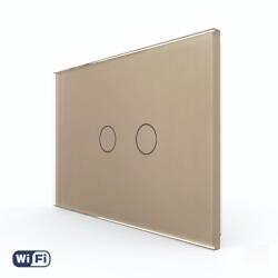 LIVOLO Intrerupator Dublu Wi-Fi cu Touch LIVOLO din Sticla - Standard Italian - culoare auriu