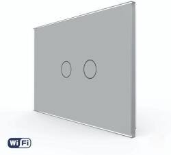 LIVOLO Intrerupator Dublu Wi-Fi cu Touch LIVOLO din Sticla - Standard Italian - culoare gri