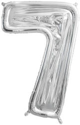 PartyDeco S. r. o 7-es ezüst számkeret, latex léggömbhöz, 123 cm