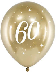 PartyDeco Lufi, évszámos (60), 6 db/cs/arany színben