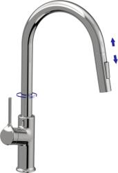 INVENA Farsala, mosogató csaptelep kihúzható 2 funkciós kifolyóval h-433, króm, INV-BZ-40-U01-S (INV-BZ-40-U01-S)