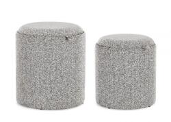 Bizzotto Set 2 tabureti textil gri Sasha 34.5x38 cm, 39x44 cm (0721691)