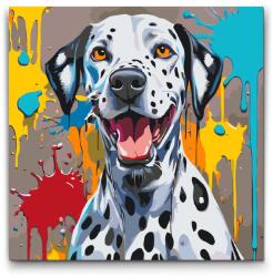 Festés számok szerint - Színes dalmata Méret: 50x50cm, Keretezés: Keret nélkül (csak a vászon)