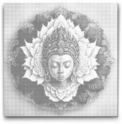 PontPöttyöző - Buddha mandalában Méret: 50x50cm, Keretezés: Kerek keret, Szín: Fekete