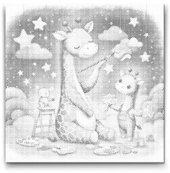  PontPöttyöző - Felhős képek - zsiráfok Méret: 50x50cm, Keretezés: Kerek keret, Szín: Kék