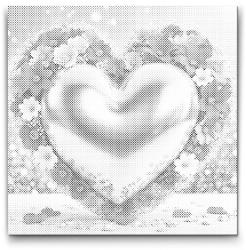  PontPöttyöző - Virágokkal körülvett szív Méret: 50x50cm, Keretezés: Műanyagtáblával, Szín: Piros