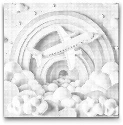  PontPöttyöző - Pasztell repülőgép Méret: 50x50cm, Keretezés: Kerek keret, Szín: Kék