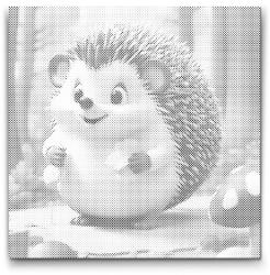  PontPöttyöző - Aranyos süni Méret: 50x50cm, Keretezés: Kartonlemezen, Szín: Fekete