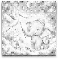  PontPöttyöző - Felhős képek - elefánt Méret: 50x50cm, Keretezés: Műanyagtáblával, Szín: Zöld