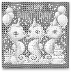  PontPöttyöző - Boldog születésnapot kívánnak a csikóhalak Méret: 50x50cm, Keretezés: Kerek keret, Szín: Fekete