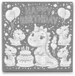  PontPöttyöző - Boldog születésnapot kívánnak a sárkányok Méret: 50x50cm, Keretezés: Keret nélkül (csak a vászon), Szín: Kék